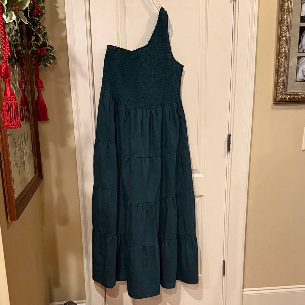 Eloquii One-Shoulder Dark Green Dress